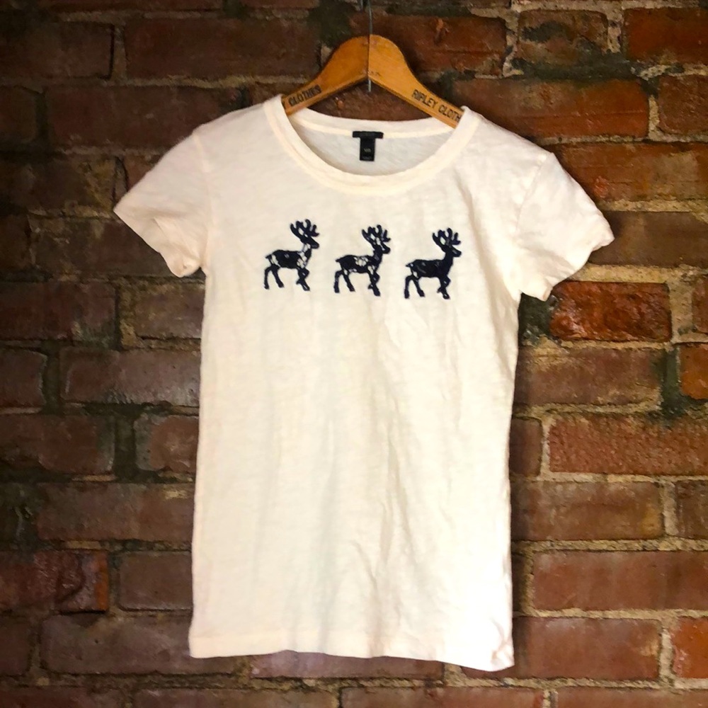 Girls J. Crew reindeer tissue tshirt
